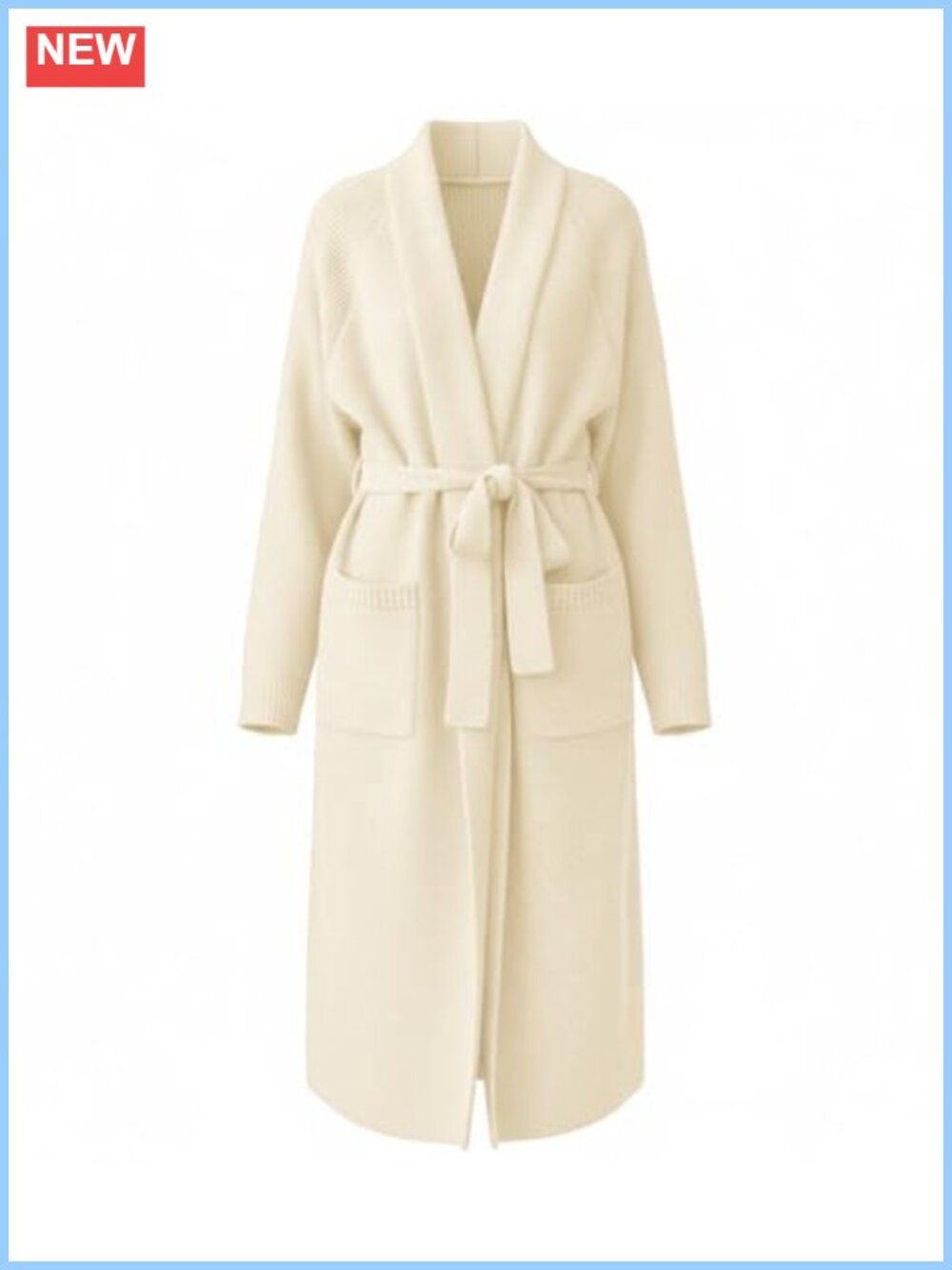 Chunky Open Front Oversized Cardigan Sweater with Pockets Belted